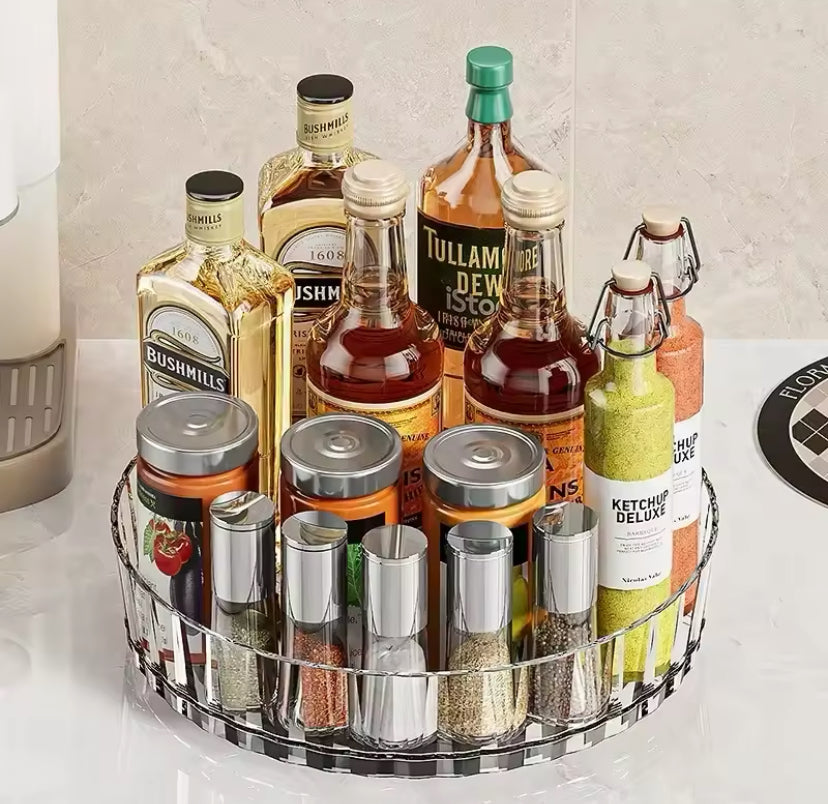 360° Rotating Tray Spice Rack, Seasoning Kitchen Organizer With Base, Non Slip Spice Round Rack Plate, Rotatable Condiment Rack, Multifunctional Rotating Fruit Tray 360° Rotating Tray Spice Rack, Seasoning Kitchen Organizer With Base, Non Slip Spice Round Rack Plate, Rotatable Condiment Rack, Multifunctional Rotating Fruit Tray